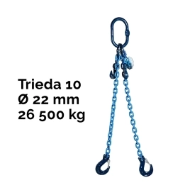 Dvoupramenný řetězový vazák, oko-2 hák, zkracovač, Nosnost 26 500/19 000 kg, G10-22, Certifikát